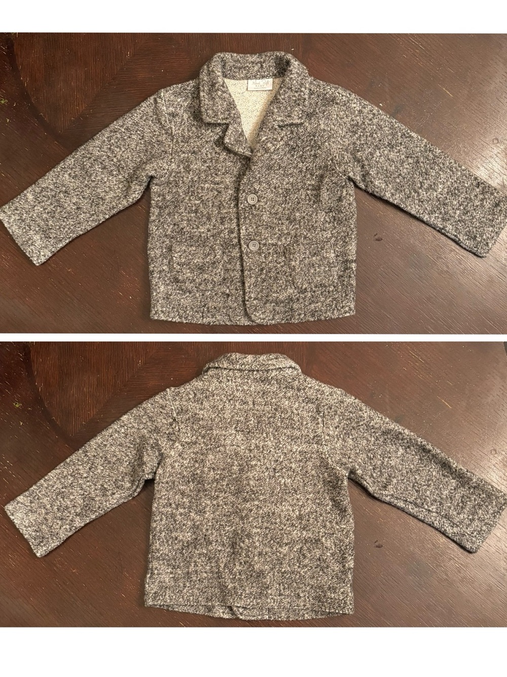 Rene Rofe Baby Gray Knit Button Up Blazer, Size 24 months